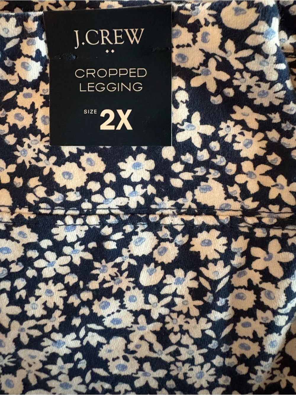 2 pair J. Crew Navy and White Floral Cropped Leggings & Navy Houndstooth 2x - Picture 2 of 5
